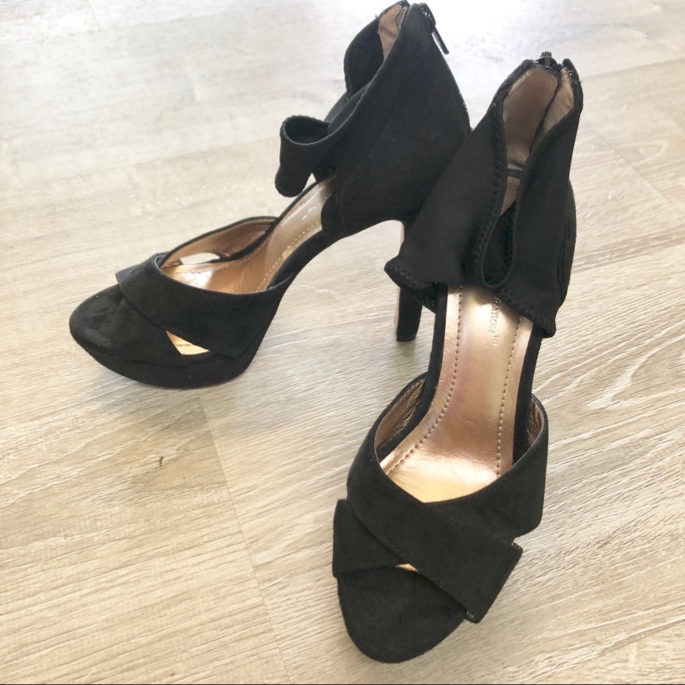 Nwob Bcbgeneration Black Suede Platform Sandal - image 1